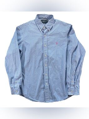 Ralph Lauren Long Sleeve Button Up Shirt Men's Medium Blue Gingham Preppy Custom